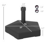 Patio Umbrella Base Holder, Heavy Duty Outdoor Umbrella Stand Base, Filled Up to 42lbs with Sand or 33lbs with Water for Garden, Poolside - Image 3