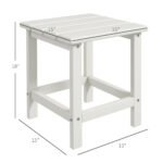 Adirondack Side Table, Square Patio End Table, Weather Resistant 15" Outdoor HDPE Table for Porch, Pool, Balcony, White - Image 3