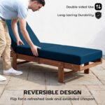 Set of 2 Chaise Lounge Cushion, 4" Thick Outdoor Lounge Chair Cushions with Ties for Patio, 21" x 72 ", Navy Blue - Image 7