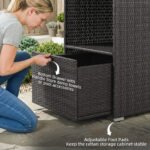 Valet Pool Towel Rack, Water-Resistant PE Plastic Rattan Wicker Storage Organizer, 2 Shelves, 1 Basket Drawer - Image 6