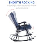 2 Piece Outdoor Patio Furniture Set with 2 Folding Padded Rocking Chairs, Bistro Style for Porch, Camping, Balcony, Navy Blue - Image 7