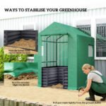 Greenhouse with Raised Garden Bed, Galvanized Steel Outdoor Greenhouse with Roll Up Door, 56" x 56" x 75", Dark Gray - Image 8