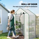 Greenhouse for Outdoors, Portable Greenhouse with 6 Shelves, UV-Resistant PE Cover, Roll-Up Door, White - Image 6