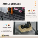 30" Portable Charcoal Barbecue Grill with Wheels Outdoor Barbecue with Adjustable Charcoal Rack, Storage Shelf, for Garden Camping Picnic - Image 6