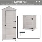 Wooden Garden Cabinet 4-Tier Storage Shed Lockable Organizer w/ Foot Pad Handle - Image 7