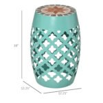 Decorative Outdoor Stool, 12" Round Patio Side Table, Mosaic Accent Plant Stand for Garden, Balcony, Blue - Image 3