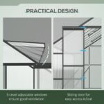 20' x 8' Aluminum Greenhouse Polycarbonate Walk-in Garden Greenhouse Kit with Adjustable Roof Vent, Rain Gutter and Sliding Door for Winter, Clear - Image 5