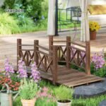 5 ft. Wooden Garden Bridge Footbridge for Backyard Ponds, Creeks, Streams, Carbonized - Image 6