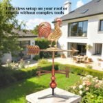 Metal Rooster Weathervane, Roof Mount Wind Direction Indicator, Outdoor Weather Vanes - Image 7
