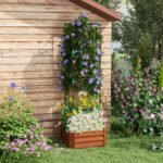 Galvanized Planter Box, 24" x 24" x 73.5" Raised Garden Bed with Tomato Cage for Climbing Vines, Brown - Image 2