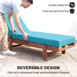 Chaise Lounge Cushion, 4" Thick Outdoor Lounge Chair Cushion with Ties for Patio, 21" x 72 ", Blue - Image 7