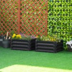 2pc 23.5" Elevated Herb & Vegetable Planting Box Kit w/ Versatile Uses, Dark Gray - Image 2