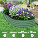 7' x 3' x 1' Raised Garden Bed Set, 2PCS Raised Beds for Gardening with Metal Plant Stakes, Green - Image 8