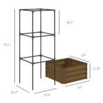 Galvanized Planter Box, 24" x 24" x 55" Raised Garden Bed with Tomato Cage for Climbing Vines, Brown - Image 3