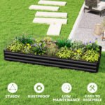 95" x 36" x 12" Galvanized Raised Garden Bed, Easy DIY and Cleaning for Growing Flowers, Herbs, Succulents, Black - Image 6
