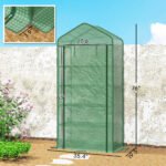5 Tier Mini Greenhouse, Small Portable Greenhouse with PE Cover, Roll-Up Zippered Door, 76" x 35.4" x 19.3", Green - Image 3