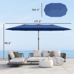 Garden Parasol, Double-Sided Sun Umbrella with LED Solar Lights, Patio Parasol for Outdoor - Image 3