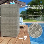 Outdoor Towel Rack for Pool w/ Drawer & Cabinet, Gray - Image 5