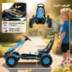 Kids Go Kart, Pedal Car with Adjustable Seat, EVA Wheels, Brake, for Boys & Girls Aged 3-8 Years Old, Blue - Image 3