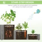 3 Tier Raised Garden Bed, Water Draining Fabric for Soil, Elevated Wood Flower Box for Vegetables, Herbs, Gray - Image 5