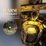 22.8" Water Fountain, 3-Tier Resin Bears on Log Outdoor Waterfall Fountain with LED Lights, Pump - Image 4