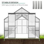20' x 8' Aluminum Greenhouse Polycarbonate Walk-in Garden Greenhouse Kit with Adjustable Roof Vent, Rain Gutter and Sliding Door for Winter, Clear - Image 6