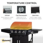 52" Barbecue Grill with Wheels 4+1 Burner Liquid Propane Gas Grill Outdoor Cabinet Style BBQ Trolley w/ Side Burner, Warming Rack - Image 5