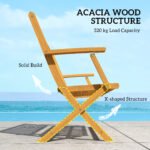 2-Person Foldable Wood Outdoor Bench with Backrest and Armrests for Garden, Porch, Park, Balcony, Teak - Image 5