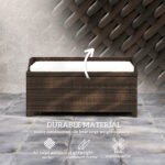 Outdoor Wicker Storage Bench with Storage & Cushion, Cream White - Image 6