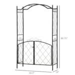 85" Garden Arch Arbor, Metal Arch Trellis with Gate, Garden Archway for Climbing Vines, Wedding Ceremony Decoration, Black - Image 3