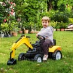 Kids Ride On Excavator, Pedal Digger, Construction Truck with Horn for Kids and Toddlers 3+, Yellow - Image 2