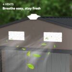 Outdoor Shed Garden Storage Shed Tool Storage Building with 4 Vents and 2 Sliding Doors, 9 x 6 FT, Brown - Image 8