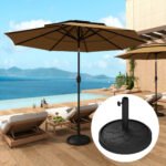 Round Patio Umbrella Base, 26 lbs Resin Umbrella Stand Base, Heavy Duty Patio Umbrella Holder for 1.3"/1.5"/1.9" Umbrella Poles for Outdoor, Lawn, Poolside - Image 2