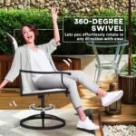 Patio Swivel Chairs Set of 2, High Back Patio Dining Chairs with All-Weather Mesh for Backyard, Lawn, Garden, Cream - Image 4