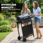 2 Burner Propane Gas Grill, 18000 BTU BBQ Grill with Wheels, Warming Rack, Shelf, Thermometer, Grease Cup, Black - Image 8