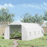 20' x 10' x 7' Walk-In Tunnel Greenhouse with Zippered Door & 8 Mesh Windows, Large Garden Green House Kit, Galvanized Steel Frame, White - Image 2