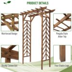 79in Wooden Garden Arbor Arch Trellis with Classic Countryside Style, Pergola Style Roof for Climbing Vines for Ceremony Party Weddings - Image 4