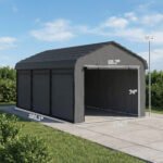 10' x 15' Metal Carport, Heavy Duty Garage Car Canopy with Galvanized Metal Roof and Removable Sidewalls, Dark Gray - Image 3