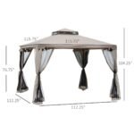 10' x 10' Gazebo Tent, Double Roof Outdoor Canopy Shelter, with Netting Fabric and Vented Roof, Steel Corner Frame for Garden, Lawn, Backyard, Taupe - Image 3