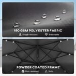 9.7 ft Outdoor Patio Umbrella with Solar LED Lights, 3 Tier Outdoor Table Umbrella with Tilt, Crank - Image 7