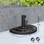 20lbs Half Round Patio Umbrella Base Outdoor Decorative Resin Parasol Stand Holder for Φ1.5", Φ1.9" Pole, for Lawn, Deck, Backyard, Garden - Image 3