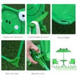 Kids Table and Chair Set, Outdoor Folding Garden Furniture, Picnic Table for Patio Backyard, with Removable & Height Adjustable Sun Umbrella, Green Frog - Image 7