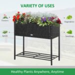 PE Rattan Wicker Raised Flower & Vegetable Planter, Rack Shelf Box - Image 4