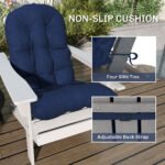 Adirondack Chair Cushions Set of 2, Tufted High Back Patio Non-Slip Cushions for Adirondack Chairs, Navy Blue - Image 6