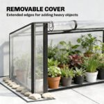Raised Garden Bed with Flip-Up Greenhouse Cover, Metal Elevated Garden Bed with Legs and Drainage Hole, Black - Image 5
