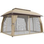 10' x 13' Patio Gazebo, Outdoor Gazebo Canopy Shelter with Netting, Vented Roof for Garden