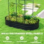Galvanised Raised Garden Bed with Arched Trellis, 5 x 3 x 6ft Metal Outdoor Planter Box with Open Bottom, Dark Gray - Image 6