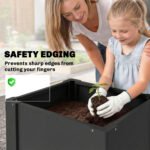 Raised Garden Bed Galvanized Planter Box Outdoor with Gloves for Gardening Vegetables, Flower, Herb, 1.4 x 1.4 x 1.5 ft, Black - Image 6