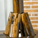 Windmill Weather Vane, Wind Vane with Bottom Shelf, Steel Windmill Head, Stained Wood - Image 8