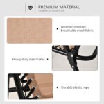 Patio Folding Chair, Outdoor Bungee Sling Chair w/ Armrests, Portable Lawn Chair for Camping, Garden, Beige - Image 5